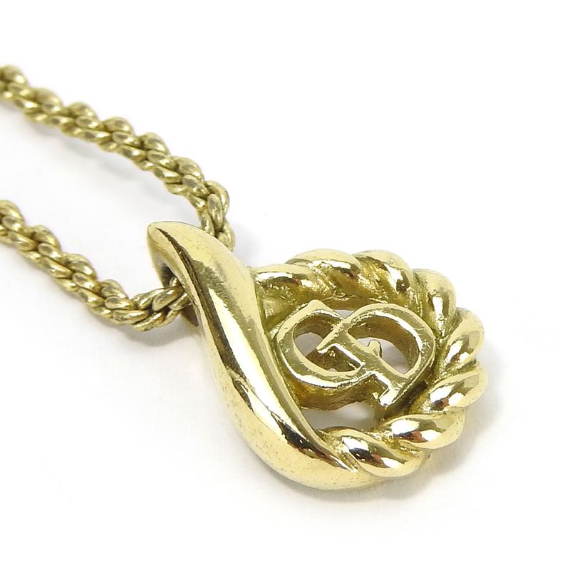 Christian Dior Necklace Metal Gold Plated Accessories CD Logo — view 4