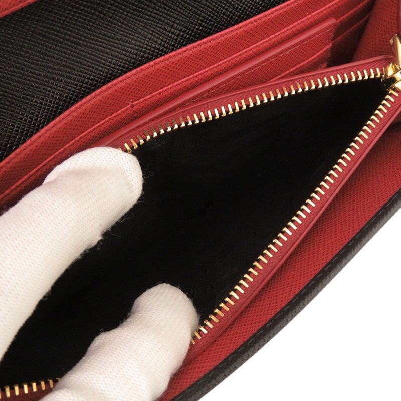 Prada Saffiano Leather Black Long Wallet Bifold 0301 — view 6