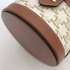 Celine Shoulder Bag Tambour White Brown Triomphe — view 8
