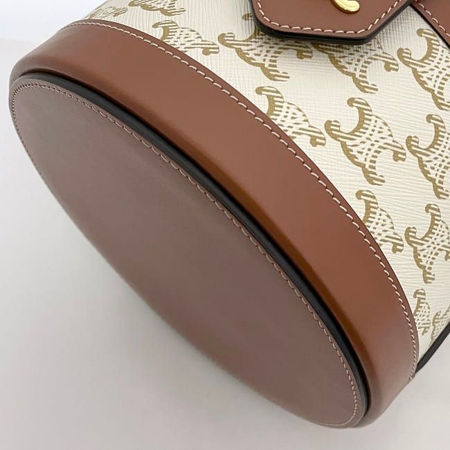 Celine Shoulder Bag Tambour White Brown Triomphe — view 8