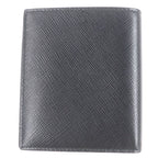 Prada 2 Mo004 Logo Plate Saffiano Martic Leather Bifold Card Case Billfold Nero — view 3