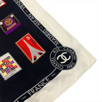 Chanel CC Logo Large Scarf Silk Worl Pattern Black Red White — view 4