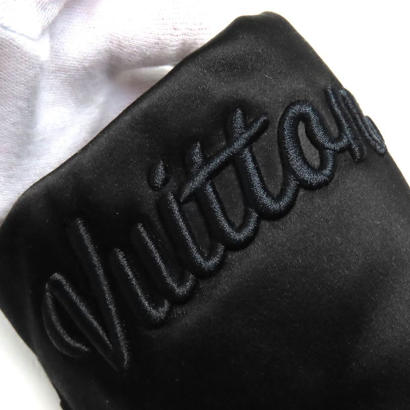 Louis Vuitton Sweet Line Logo Embroidery Satin Slippers Room Shoes Black — view 9