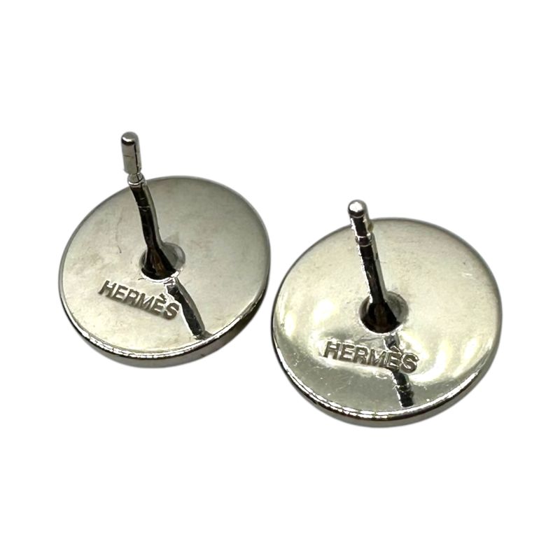 Hermes Eclipse Pierced Earrings Silver and White on Both Ears — view 7