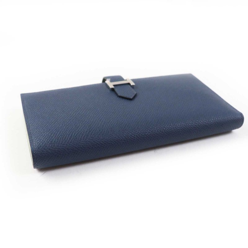 Hermes Bearn Souffle Verso Blue Prus Vert Fizz Silver Hardware Vaux Epson Long — view 5