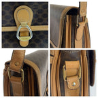 Celine Vintage Macadam Pattern Brown Gold Hardware Leather Crossbody — view 5