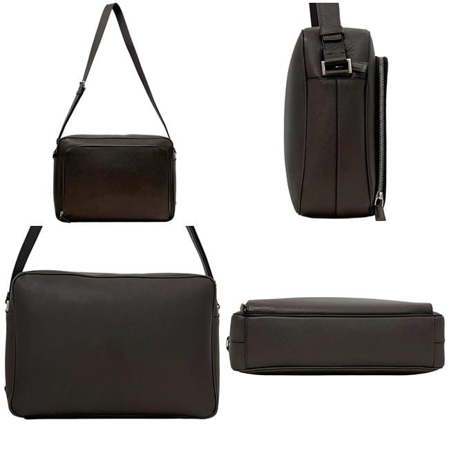 Prada Messenger Bag Brown Shoulder Saffiano — view 3