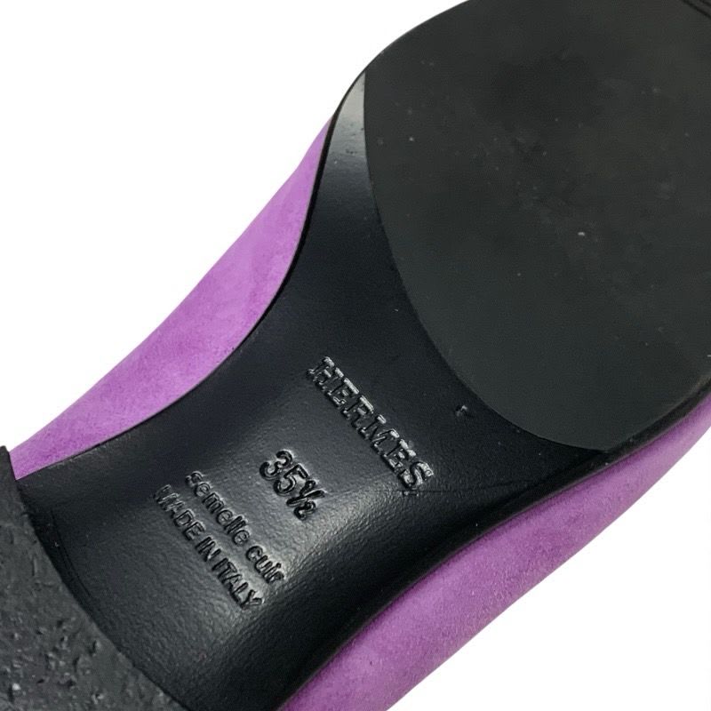 Hermes Royale Loafer Leather Shoes Suede Purple Moccasin Flat Hhardware — view 8