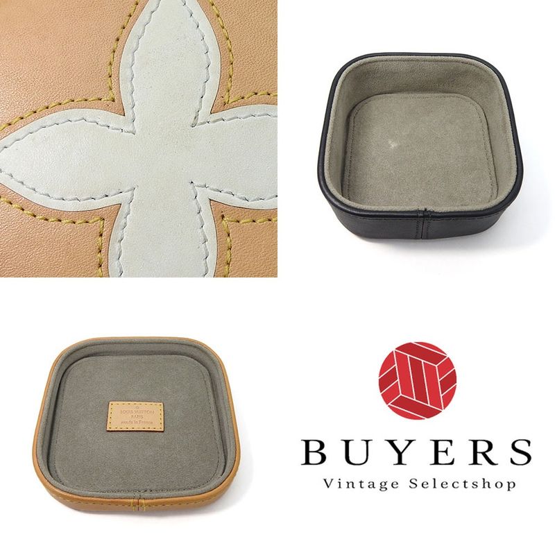 Louis Vuitton Jewelry Box Small Accessory Case Bois Clarins Beige Black Leather — view 4