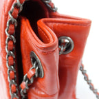 Chanel Quilted Chain Shoulder Red Bag Vintage Silver — view 9