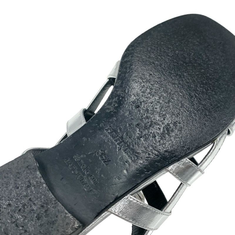 Hermes Transat Sandals Shoes Leather Silver Flat Kelly Hardware — view 8