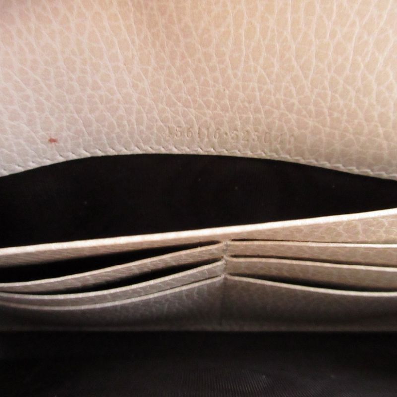 Gucci GG Canvas Leather Beige Ivory Bifold Long Wallet 1491 — view 8