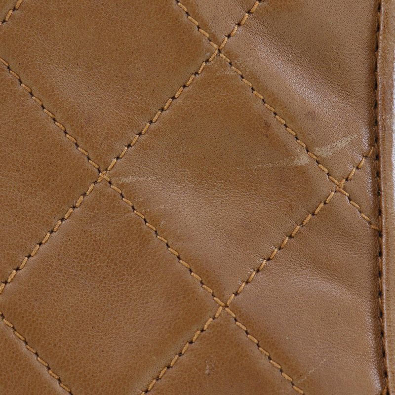 Chanel Quilted Plastic Handle Vintage Lambskin Beige Handbag — view 8