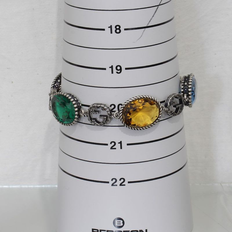 Gucci Multi-stone Bracelet Silver 925 Red Blue Yellow Green E1036 — view 7