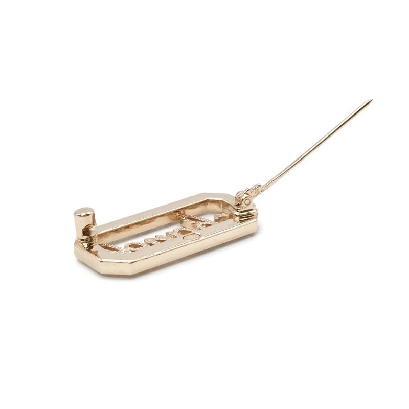 Chanel Brooch Corsage Gold Logo Rhinestone — view 5