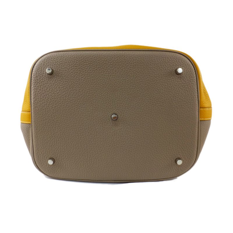 Hermes Picotin Lock T GM Handbag Gray Yellow Silver Hardware — view 6