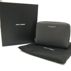 Saint Laurent Leather Logo Bifold Compact Wallet Zippy Gray — view 2
