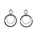 Hermes Amulet Duo Earrings Buffalo Horn Brown Gold Hardware Accessories — view 3