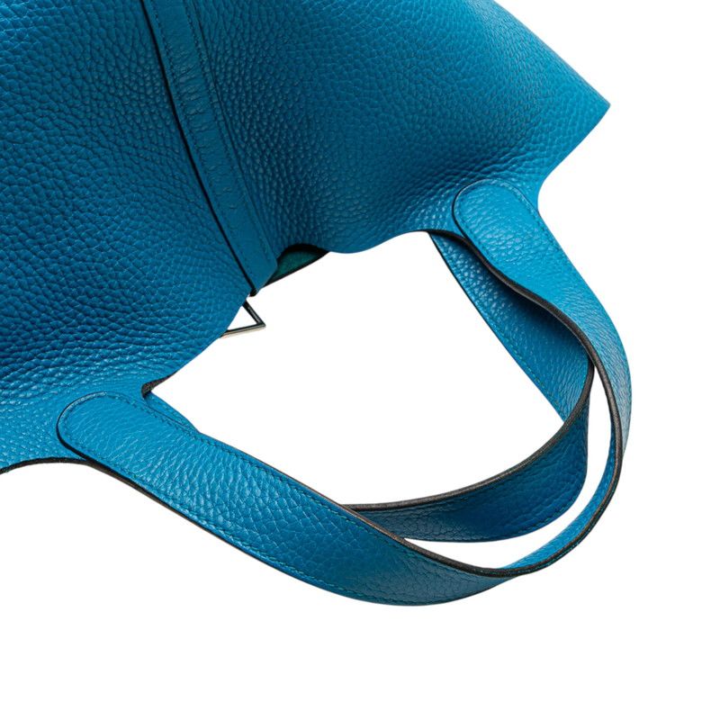 Hermes Picotin Lock MM Blue With Silver Hardware Taurillon Clemence — view 6