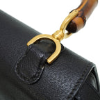 Gucci Bamboo Shoulder Hand Bag Leather Black With Strap 0056 — view 6