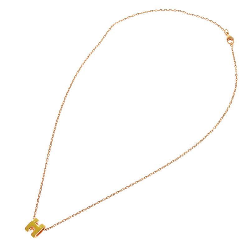 Hermes Mini Pop Ash H Yellow Rose Gold Hardware Necklace Accessories 1027 — view 4