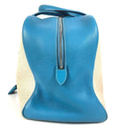 Hermes Boston Bag Victoria 43 Toile Ash Blue Jean — view 3