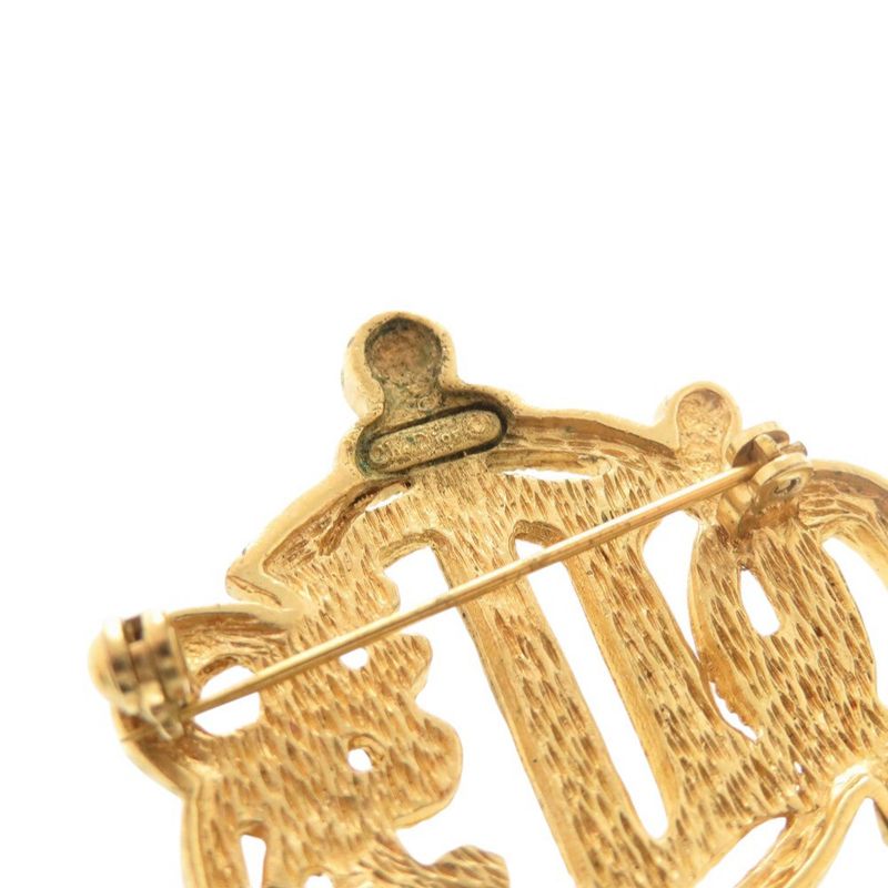 Christian Dior Emblem Metal Gold Brooch 0637 — view 5