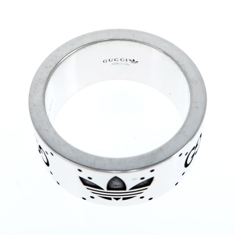 Gucci Adidas Collaboration Ring Engraving Wide Trefoil 17 AG 925 Jewelry — view 7