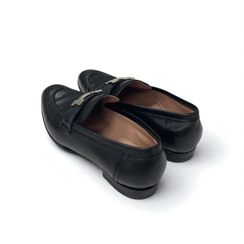 Hermes Paris Loafers Shoes Leather Black Silver Moccasins Flat Hhardware — view 4