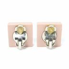 Chanel Earrings Square Coco Mark Heart Rhinestone Pink Silver Plated 04 — view 3