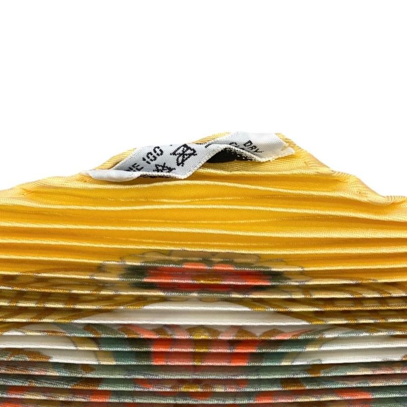 Hermes Silk Scarf Carre 90 Pleated Decoupages Yellow White — view 9