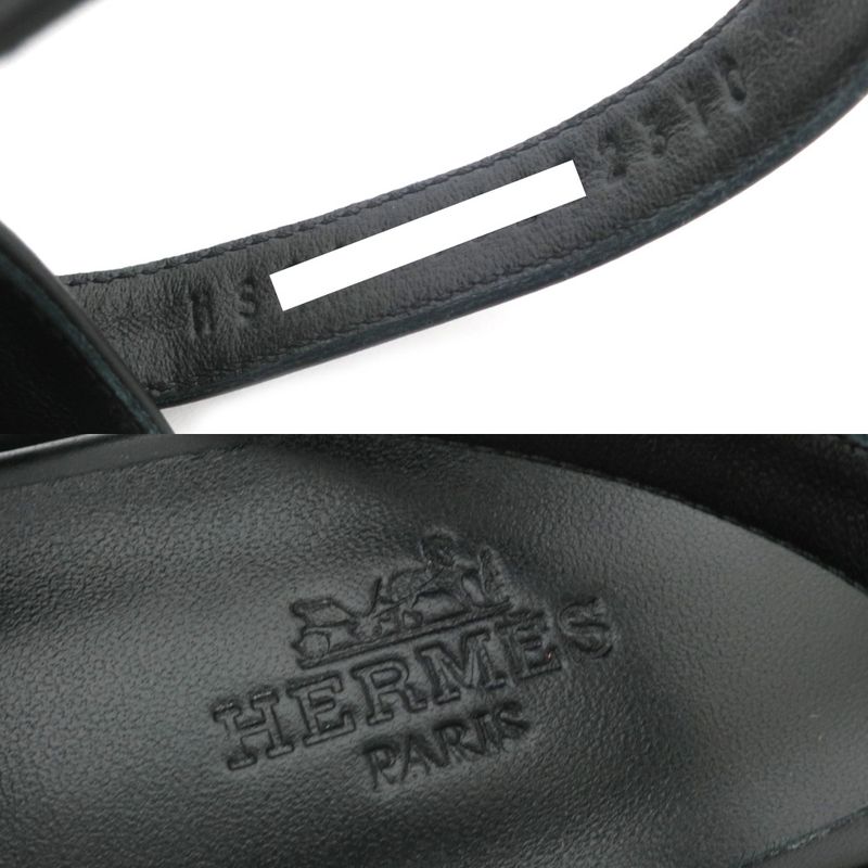 Hermes Sandals Eveless BK 37 1 2 Leather Ankle Strap — view 9