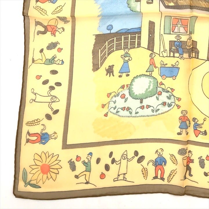 Hermes Petit Carre 40 Retour Ala Terre Return to Silk Yellow Scarf — view 6