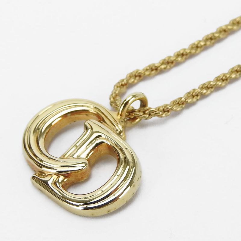 Christian Dior Necklace Metal Gold Plated Accessories CD Logo — view 3