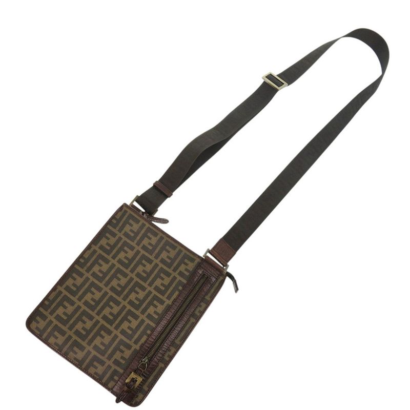Fendi Zucca Pattern Vintage Sakosh Leather Brown Shoulder Bag 0463 — view 3