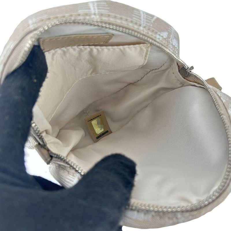 Chanel Pouch New Travel Line 7 th Beige Jacquard Nylon Round Small — view 2