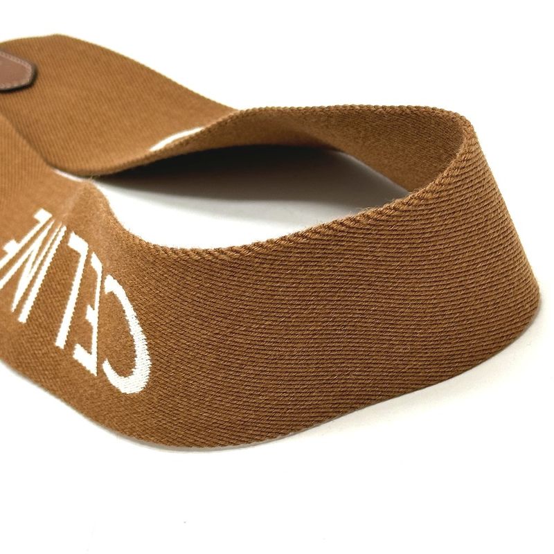 Celine Shoulder Strap Logo Canvas Leather Brown — view 5