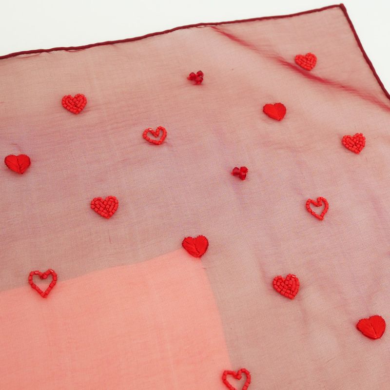 Hermes Grand Manage Bandana Love Carre 65 Silk Muslin Embroidery Beads — view 5