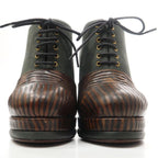 Chanel Booties Chunky Heel 14 A C7257 Lace Up 36 Leather Wood-like — view 4