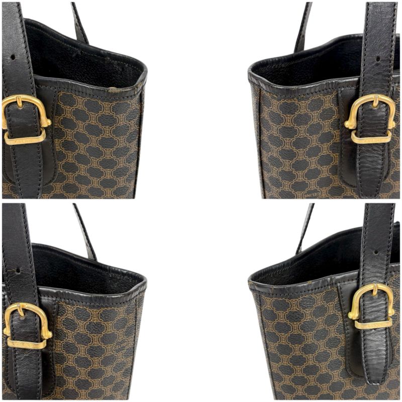 Celine Bucket Shape Tote Bag Black Macadam Pattern Leather — view 4