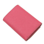 Prada Trifold Wallet Metal Logo Leather Pink Gold Hardware Compact — view 2