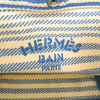 Hermes Striped Cotton Ivory Blue Pouch 0453 — view 6