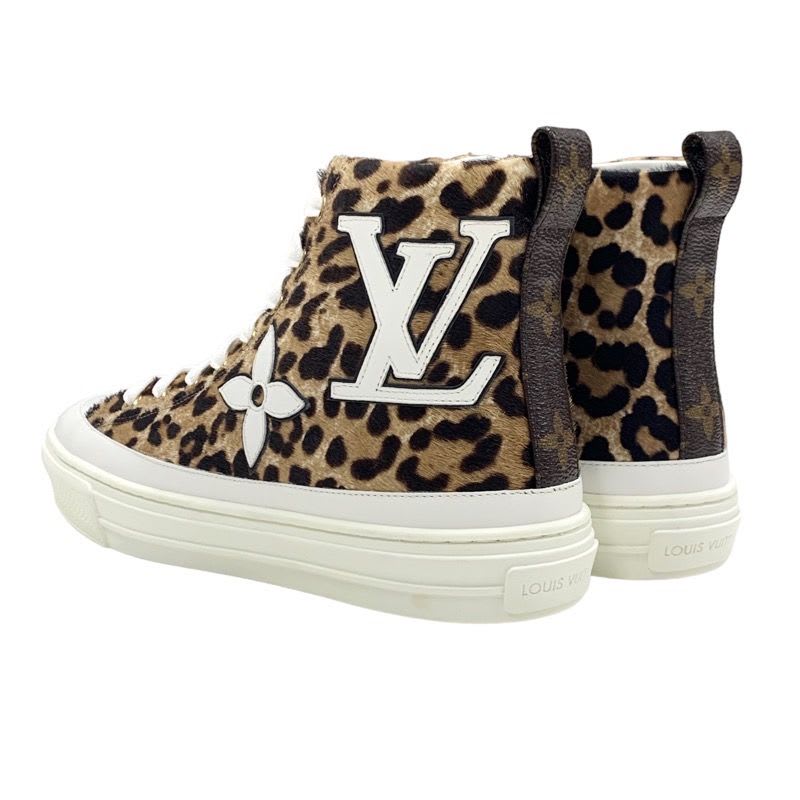 Louis Vuitton Stellar Line Sneakers Shoes Harako Leather Brown White — view 4