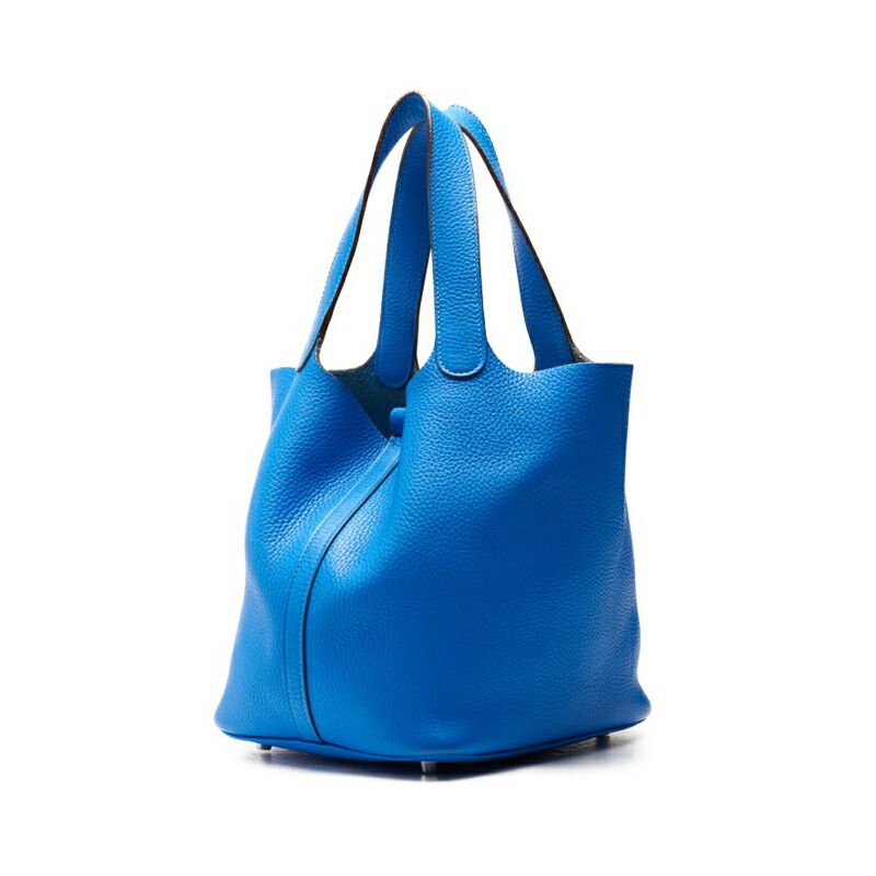Hermes Picotin Lock MM Handbag Taurillon Clemence Blue Indra — view 3