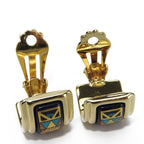Hermes Earrings Emile Metal Cloisonne Multicolor Gold Navy Blue Lion Accessory — view 5