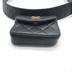 Chanel CC Logo Push Lock Mini Quilted Waist Pouch Black — view 3