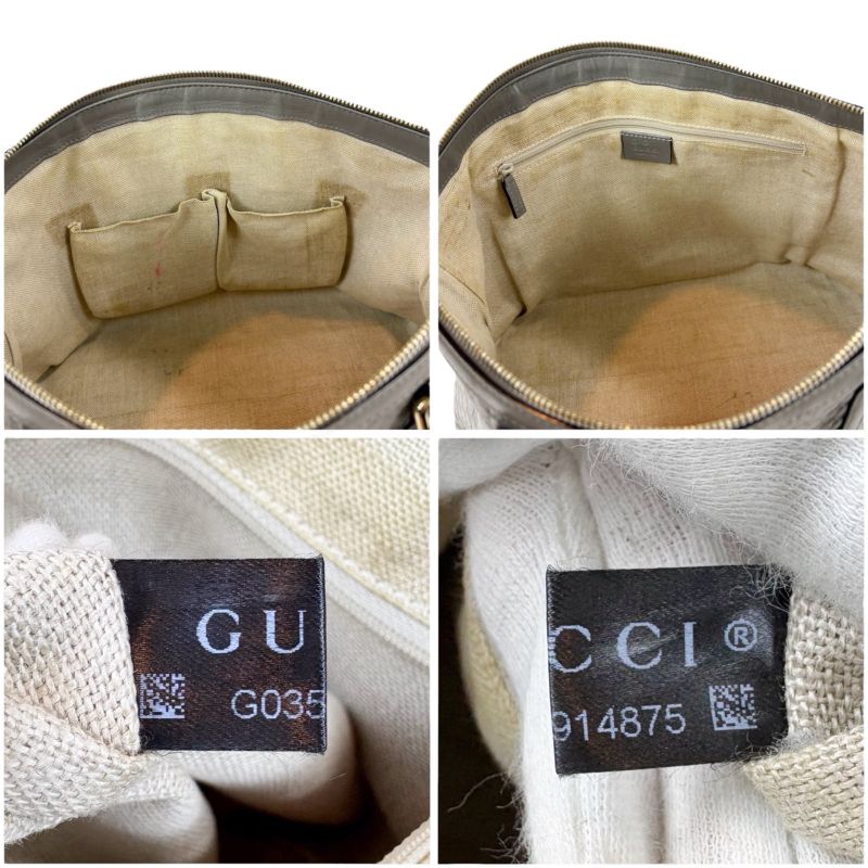 Gucci Micro Shimmer Leather Mini Tote Bag 2-Way Light Gray — view 9