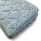 Chanel CC Logo Quilted Denim Zip Around Wallet Blue — view 4