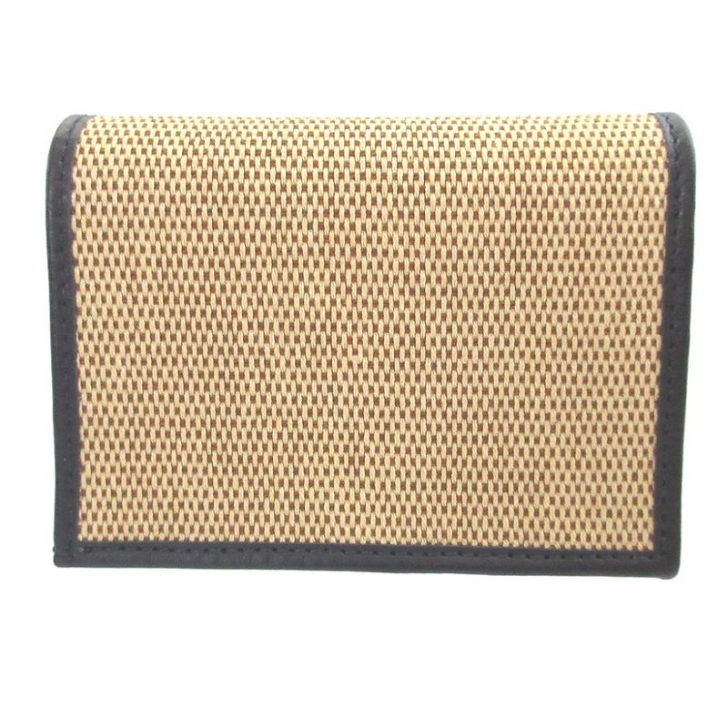 Gucci Horsebit Compact Wallet Canvas Leather Beige Navy Blue Bifold — view 3