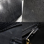 Chanel Logo Caviar Leather Black Handbag — view 9